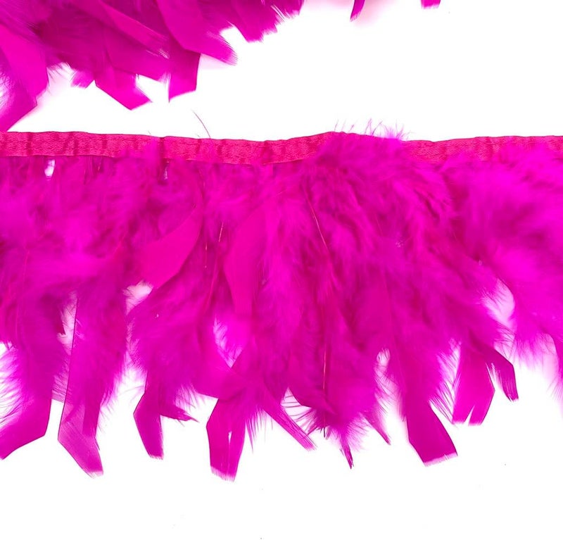 Shekyeon Turkey Feathers Fringe Trim for Party Clothing DIY Sewing Crafts Decoration Pack of 2 Yards (Fuchsia) - Image 2